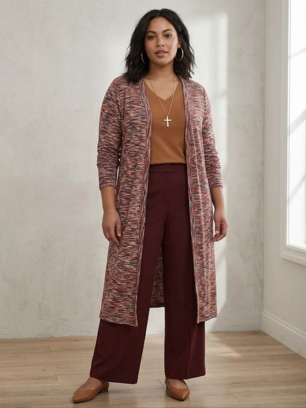 Torrid Women’s Size 2 Long Open-Front Multicolor Knit Cardigan Duster
